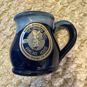 The Original Pancake House 10oz Blue Two Tone Glaze Deneen Pottery Mug Orange CA
